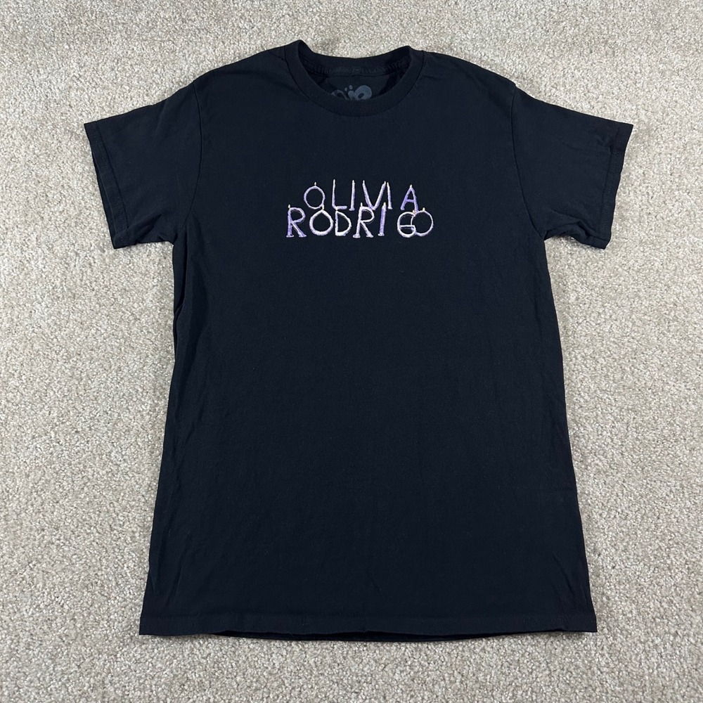 Olivia Rodrigo Black Graphic T-Shirt Purple Candle Logo Embroidered Womens Small